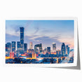 Extra large rolled print of Beijing scenery with floral elements in muted earth tones, ideal for dining room wall art.
