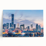 Black and white stretched canvas of Beijing cityscape, ideal for kitchen wall art or bedroom ambiance.