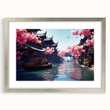 Textured abstract art print of Shanghai skyline in muted silver and gray tones on a framed canvas, suitable for bedroom art.