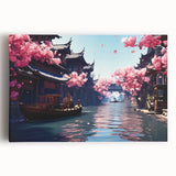 Black and white photograph of Shanghai skyline on large stretched canvas, suitable for kitchen art.