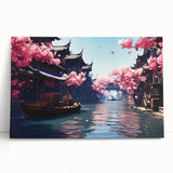 Black and white stretched canvas of Shanghai skyline, ideal for kitchen wall art or bedroom ambiance.