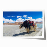 Rolled print of a Tibetan landscape in muted earth tones, ideal for art wall dining room.