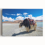 Black and white stretched canvas of Tibetan landscape, ideal for kitchen wall art.