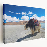 Large canvas print depicting a serene Tibetan landscape in muted earth tones, ideal for kitchen wall art.