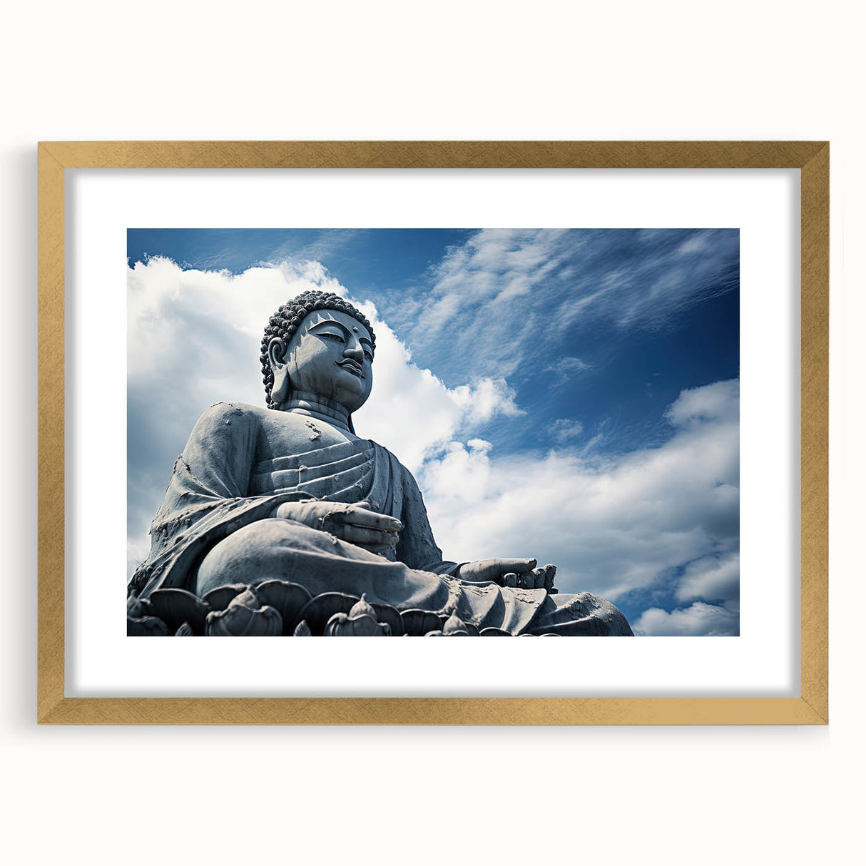 Extra large abstract art print of Hong Kong skyline in textured style with gold frame, ideal for living room decor.