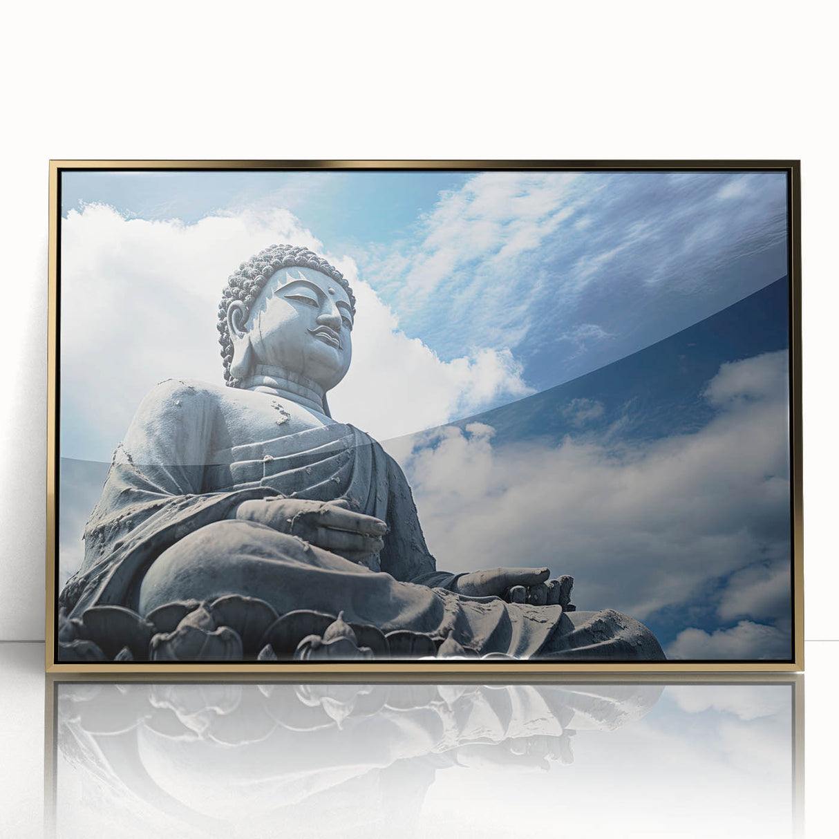 Framed acrylic print of Hong Kong scenery in gold tones, ideal for modern art wall decor or nursery.