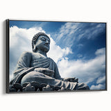 Black and white framed canvas of Hong Kong landscape, vintage poster style, ideal for bedroom decor.