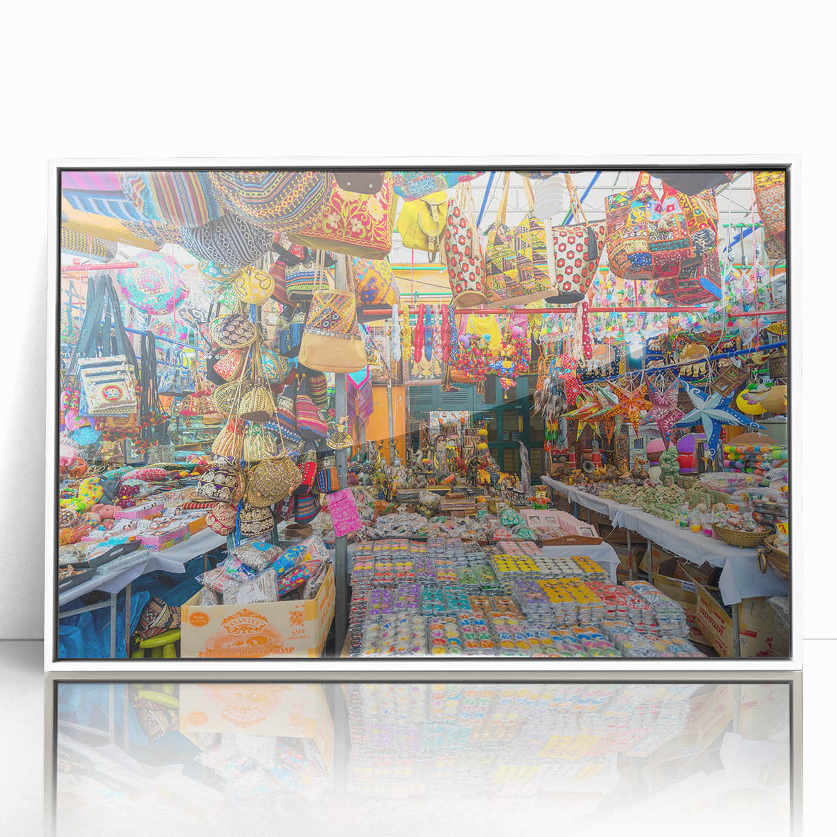 Modern art deco style poster of an Indian scenery in muted earth tones, framed acrylic, suitable for nursery wall art.