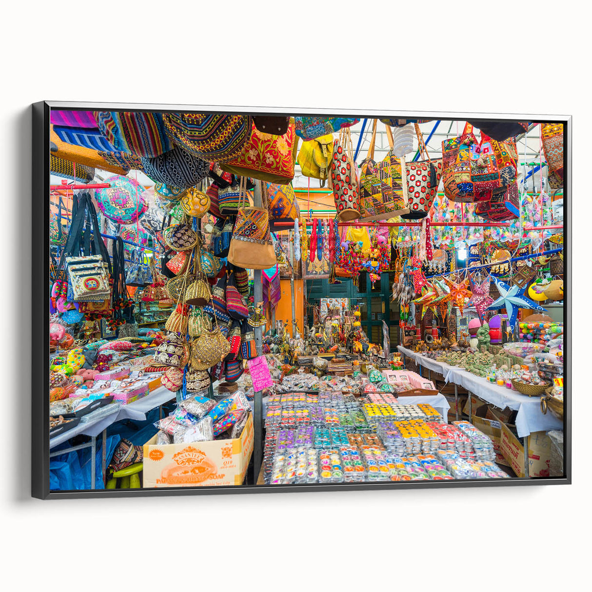 Black and white framed canvas of an Indian landscape, featuring vintage poster art style, ideal for bedroom wall decor.