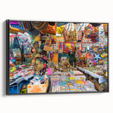 Black and white framed canvas of an Indian landscape, featuring vintage poster art style, ideal for bedroom wall decor.