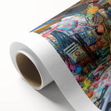 Art deco poster of Indian scenery in pastel shades on rolled canvas, ideal for nursery wall art.