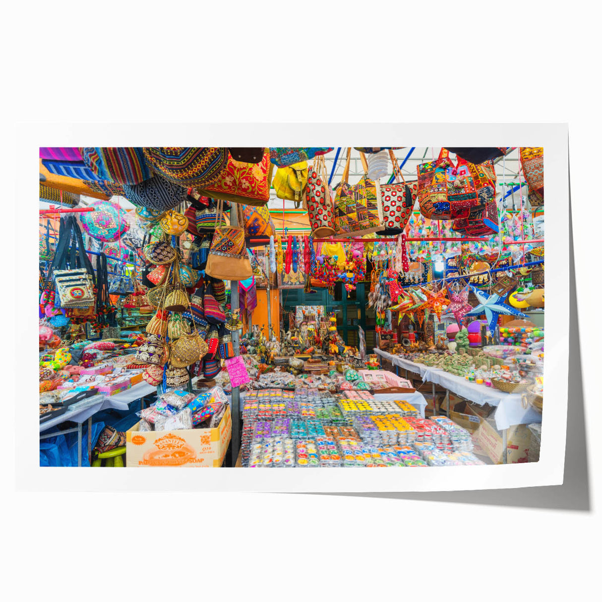 Extra large rolled print of vibrant Indian scenery with lush florals, ideal for art wall dining room.