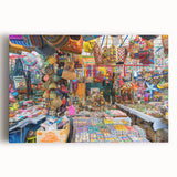 Large black and white stretched canvas of an Indian scenery, ideal for kitchen wall art.