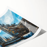 Extra large rolled print depicting line art flowers in monochrome, ideal for large living room wall art.