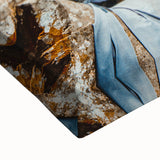 Large art of a black and white Indonesian landscape on stretched canvas, ideal for bedroom wall decor.