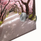 Large abstract wall art with a mid-century modernist style depicting a serene Japanese landscape in muted earth tones on…