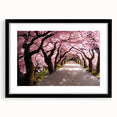 Extra large abstract art print of a colorful, textured Japanese scenery on a black framed canvas.