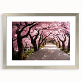 Textured art depicting an abstract Japanese scenery in muted earth tones on a framed silver mat, ideal for bedroom art.