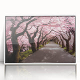 Acrylic print of a serene Japanese landscape in muted colors, ideal for modern art wall decor in a nursery.