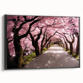 Black and white framed canvas of a vintage Japanese landscape, ideal for bedroom wall art.