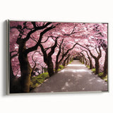 Landscape art painting of a serene Japanese scene on a framed canvas, using a palette of black and colorful art tones.