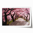 Extra large rolled print of a Japanese scenery with floral elements in soft pastel colors.