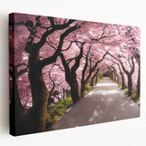 Large art depicting a serene Japanese landscape on stretched canvas, in soft pastel shades, suitable for kitchen wall art.