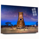 Large abstract wall art of an Asian landscape in muted earth tones on acrylic glass, ideal for bedroom or dining room decor.