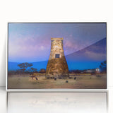 Acrylic print of a serene Korean landscape in muted green and blue tones, ideal for modern art wall decor.