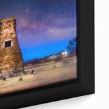 Extra large framed canvas depicting a textured, colorful Korean landscape in predominantly black tones.