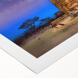 Art Deco style poster of a Korean landscape on rolled canvas, featuring muted earth tones, ideal for dining room decor.