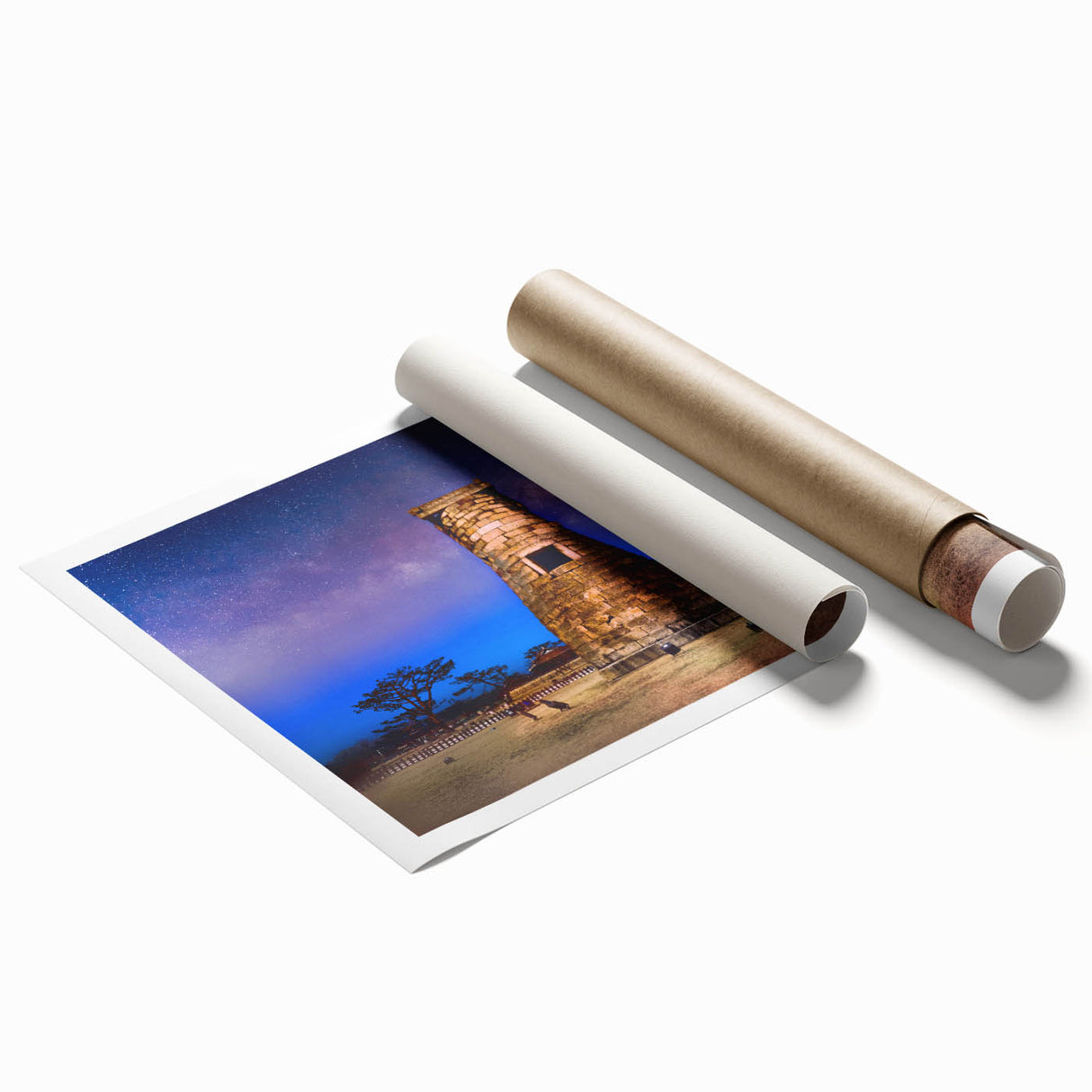 Extra large rolled print featuring a serene Korean landscape with lush florals in soft pastel shades.