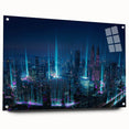 Large abstract wall art depicting a Malaysian scenery in vibrant colors on acrylic glass.