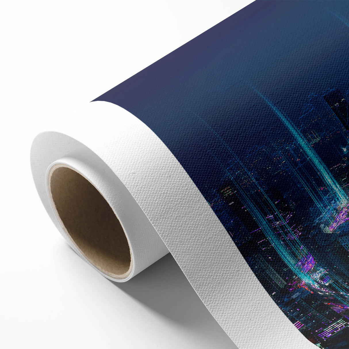 Art deco poster of Malaysian scenery in muted greens and blues on rolled canvas, ideal for nursery wall art.