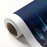 Art deco poster of Malaysian scenery in muted greens and blues on rolled canvas, ideal for nursery wall art.