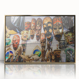 Framed acrylic print of a serene Maldivian landscape in soft blue and green tones, suitable for modern art wall decor.