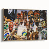 Framed canvas wall art featuring a serene Maldivian landscape in muted blue and green tones, ideal for bedroom decor.