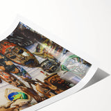 Extra large rolled print featuring line art flowers in muted earth tones, ideal for large living room wall art.