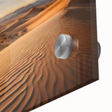 Large abstract wall art of a Mongolian landscape in muted earth tones on acrylic glass, ideal for dining room decor.