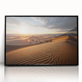 Large abstract wall art depicting a Mongolian landscape in muted earth tones on a framed acrylic.