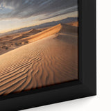 Extra large framed canvas featuring a textured depiction of a Mongolian landscape in black with colorful accents.