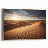 Framed canvas featuring a vintage-style Mongolian landscape with muted gold and black tones, ideal for bedroom wall art.