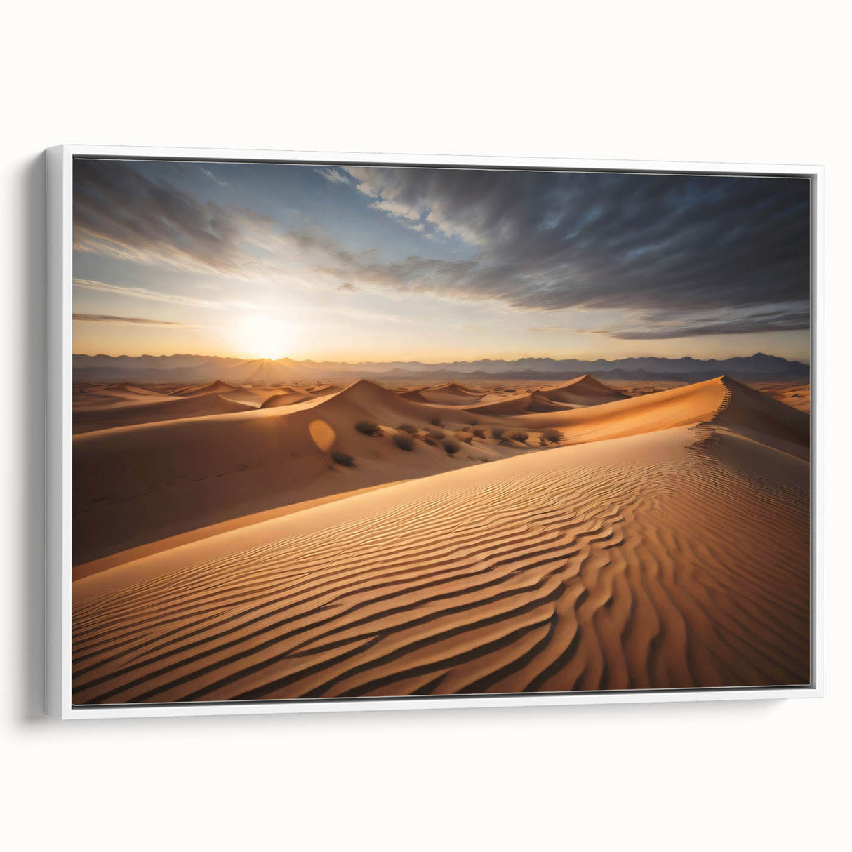 Vintage poster art of a Mongolian landscape on extra large framed canvas.