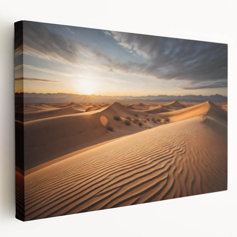 Large canvas print of a Mongolian landscape in muted earth tones, suitable for kitchen wall art.