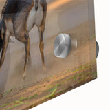 Large abstract wall art depicting scenic Asian landscape in muted earth tones on acrylic glass.