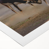 Art deco poster featuring a serene Pakistani landscape in soft green and blue tones, on rolled canvas.