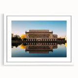 Abstract art print of a Philippine landscape in muted earth tones on a framed white mat, ideal for dining room decor.