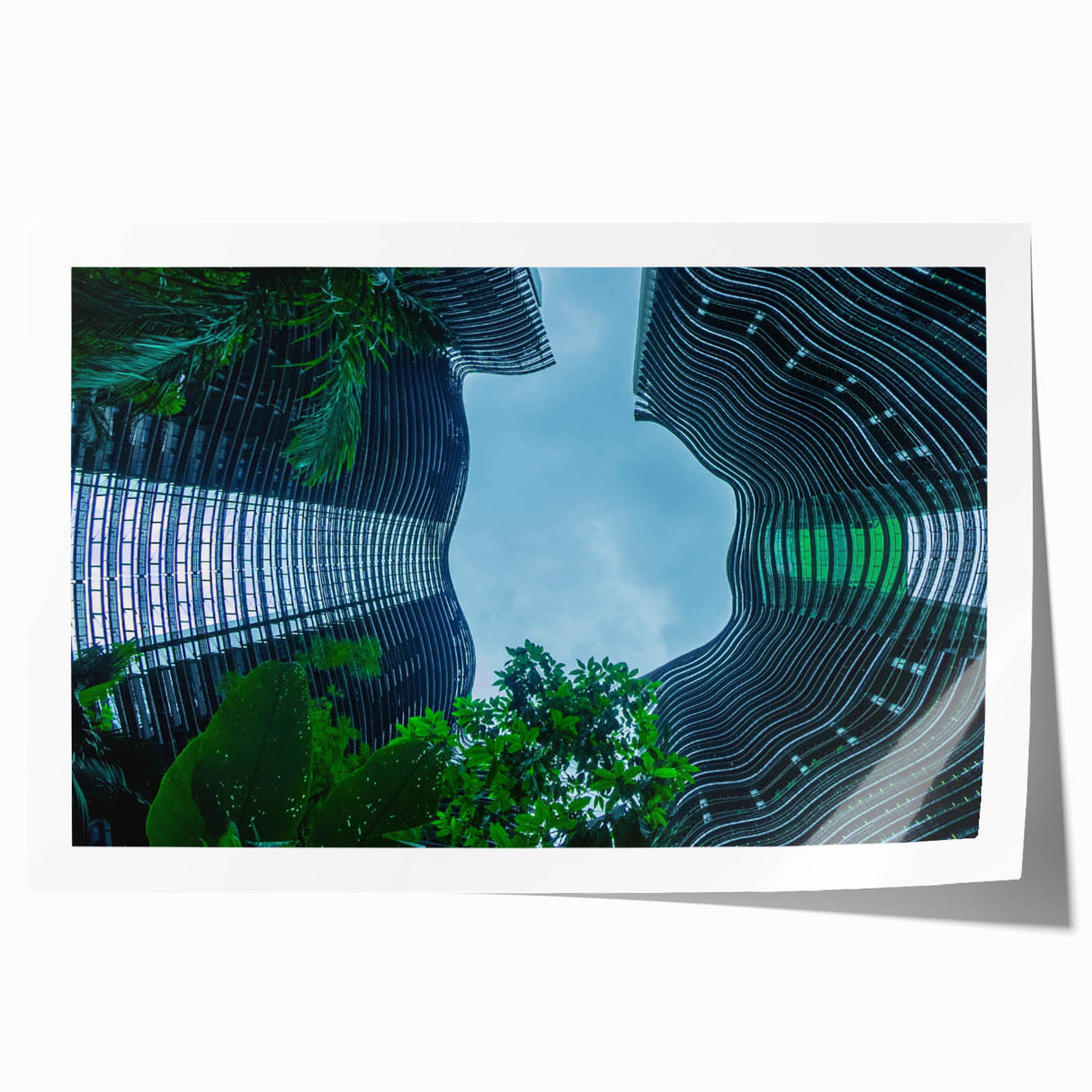 Extra large rolled print of a Singapore skyline with vibrant twilight hues, ideal for art wall dining room.