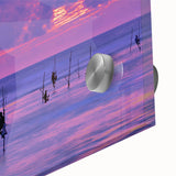 Large abstract wall art of Sri Lankan scenery in vibrant greens and blues on acrylic glass.