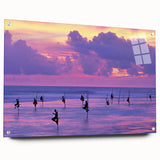 Acrylic print of a large abstract depiction of a Sri Lankan landscape, in vibrant green and blue tones.